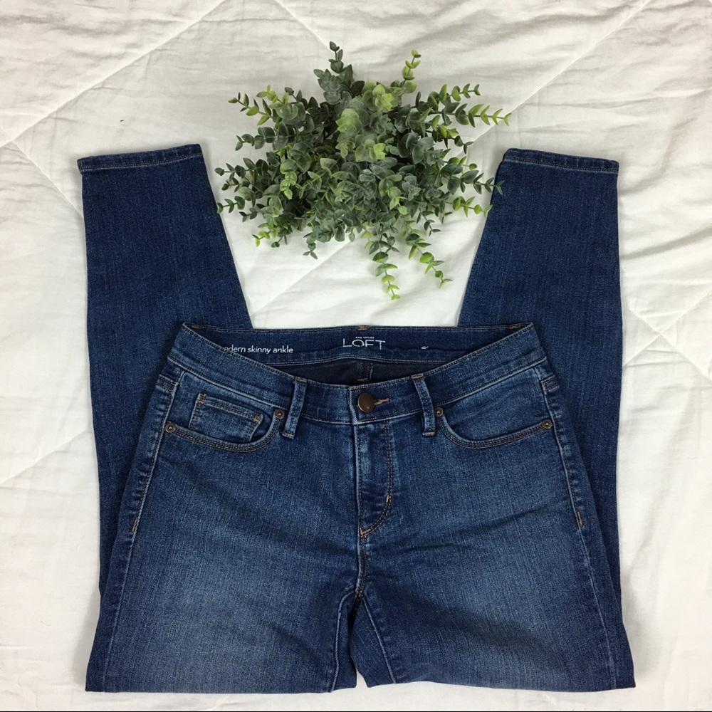 Loft Modern Skinny Zipper Ankle Cropped Denim 26/2